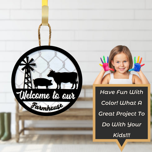 Farmhouse Welcome Door Hanger SVG File-For Laser Engraving